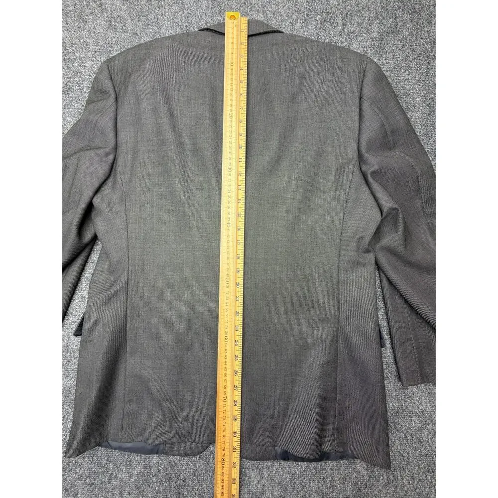 Hickey Freeman 44L Loro Piana Super 120s Wool Sport Coat Gray Made USA